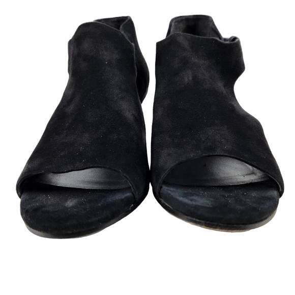 Eileen Fisher Iris Black Suede Leather Chunky Heel Ankle Bootie Women's Size 7.5 - Picture 8 of 13